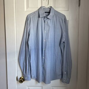 THEORY Button-Front Shirt Blue & White Plaid Size 16.5 L 34-35